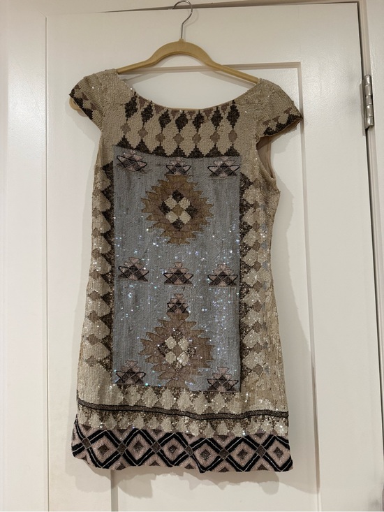 All Saints Dresses & Skirts - AllSaints Taupe, Gray and Black Beaded Mini Dress